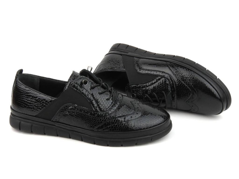 Sneakersy damskie ze skóry naturalnej- VENEZIA 234419-1, czarne