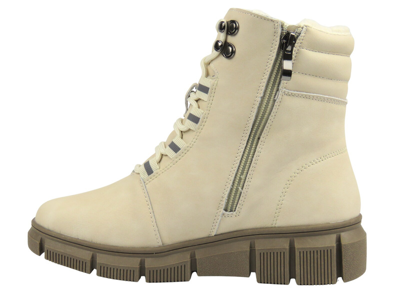 Wygodne botki damskie ze skóry Nika Komfort H-238, beżowe