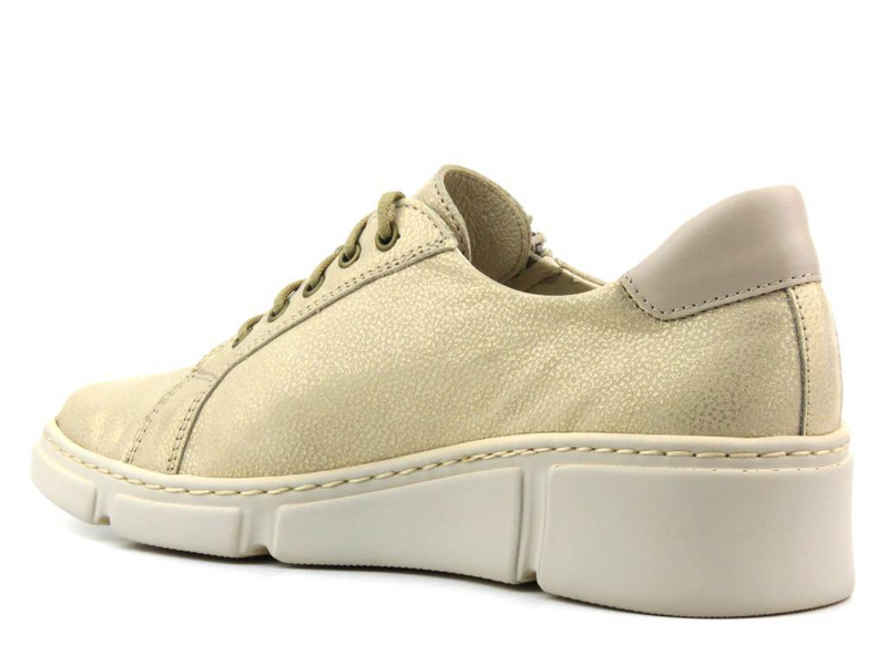 Skórzane sneakersy damskie z połyskiem - Wasak  0681, złote