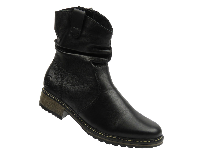 Botki damskie ocieplane - RIEKER Z6883-00, czarne