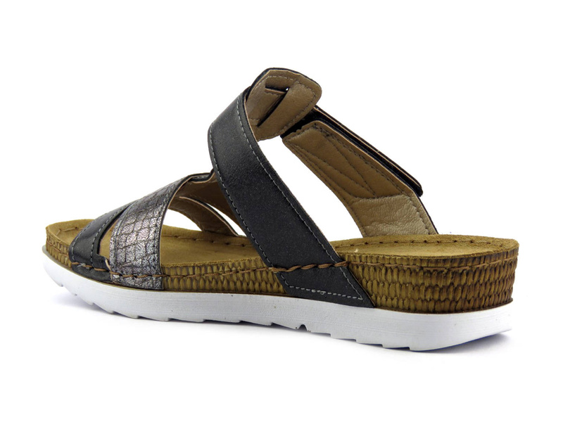 Wygodne klapki damskie na rzep - INBLU OF-28, czarne