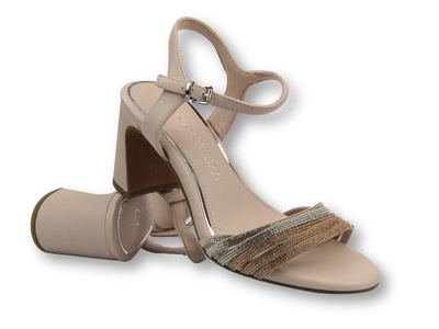 Sandały damskie na słupku - Marco Tozzi 2-28383-42, powder comb