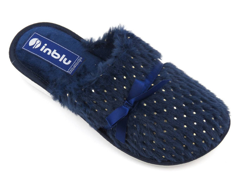 Futerkowe kapcie damskie INBLU LB-92/2, granatowe
