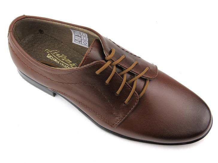 Eleganckie półbuty dziecięce, buty komunijne - Lukas J1, brązowe