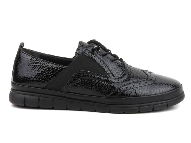 Sneakersy damskie ze skóry naturalnej- VENEZIA 234419-1, czarne