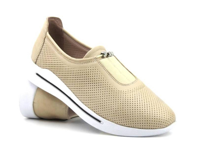 Sneakersy damskie ażurowe - VENEZIA 1345 R097, beżowe