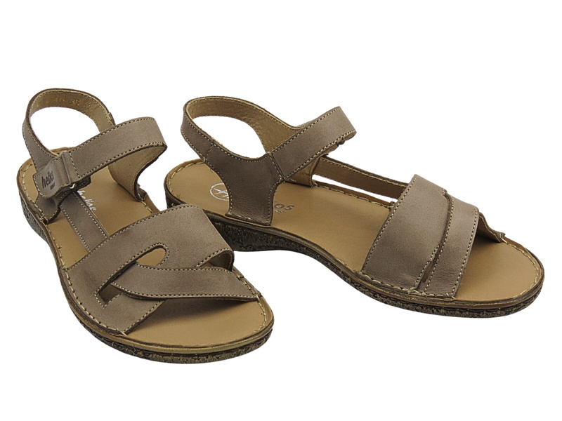 Wygodne sandały damskie polskiej produkcji - Helios Komfort 246S, beżowe