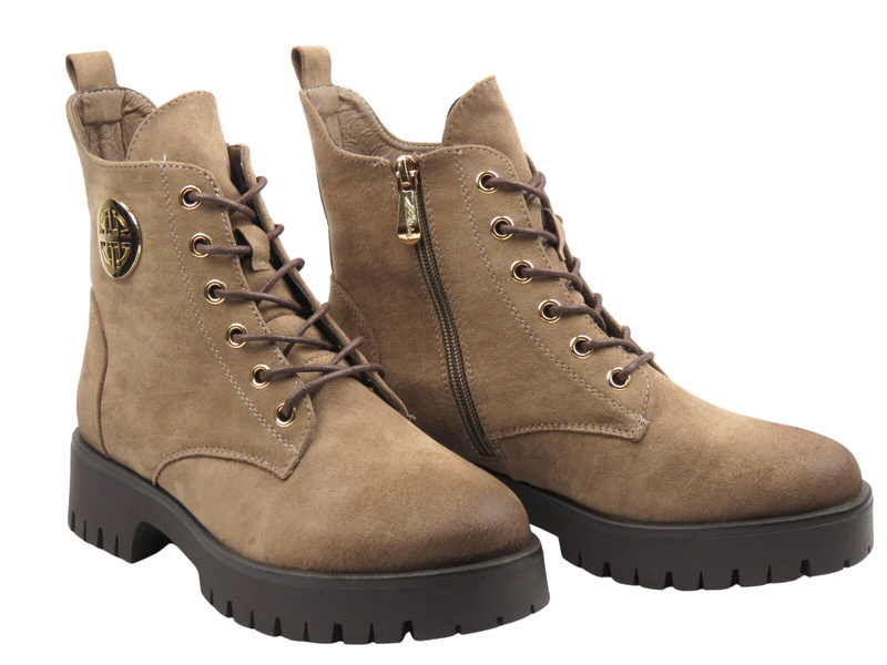 Ocieplane botki damskie beżowe Potocki 25-12672