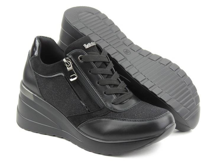 Adidasy damskie na koturnie - INBLU IN001298, czarne