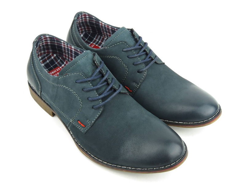 Skórzane półbuty męskie - AMERICAN CLUB CY01/21, granatowe