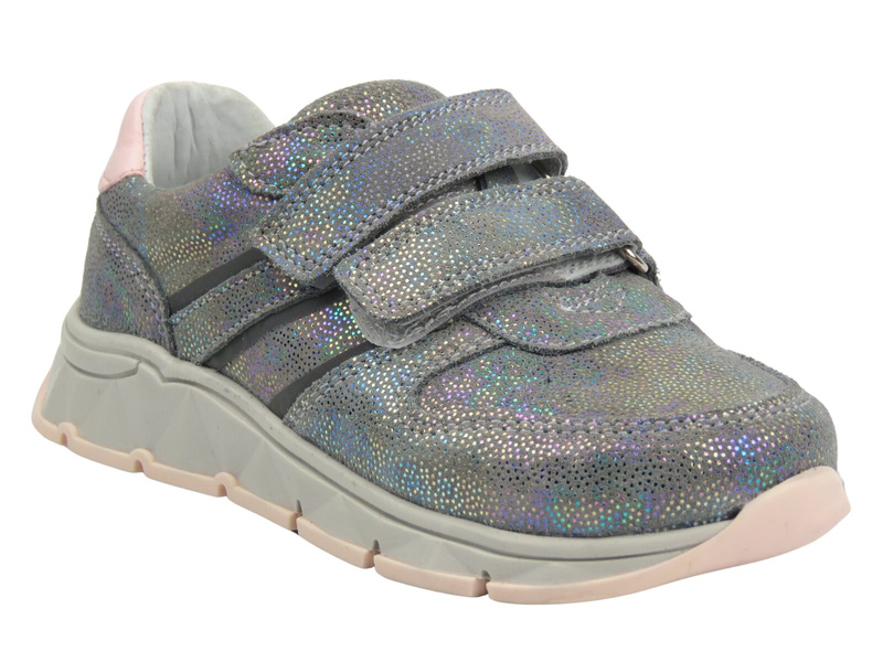 Trzewiki, półbuty dziecięce na rzepy - Jamet 2217, srebrne