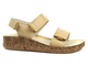Skórzane sandały damskie na rzepy - Helios 136, jasnobeżowe