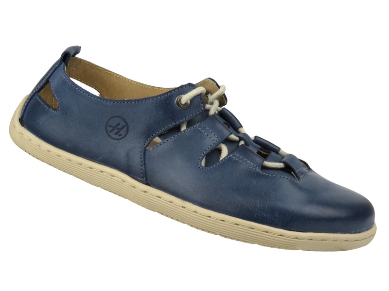 Barefoot skórzane minimalistyczne półbuty damskie Helios Komfort 438B, granatowe