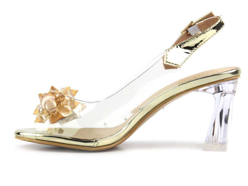 Silikonowe sandały damskie na obcasie - S. Barski MR-C1, złote