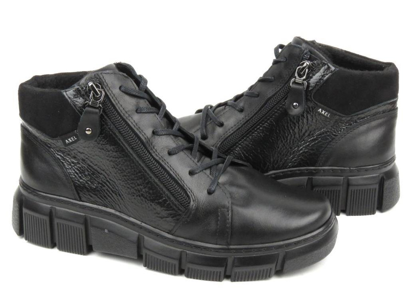 Botki damskie o wysokiej tęgości (H) - AXEL 4481, czarne