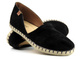 Skórzane espadryle damskie z wyciętą cholewką - VENEZIA 473-22035, czarne