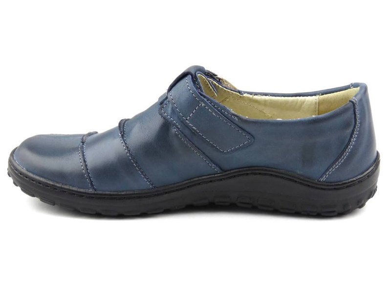 Wygodne półbuty damskie z miękkiej skóry granat Helios Komfort 780-2