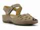 Sandały damskie z ażurową cholewką - HELIOS Komfort 4011, beżowe