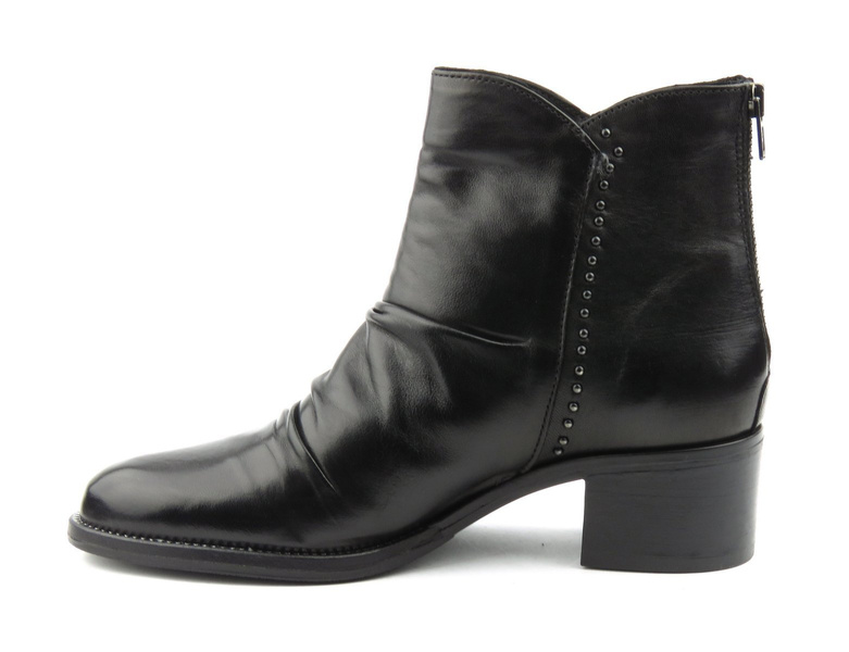 Skórzane botki damskie w stylu retro - Venezia 563006FY, czarne