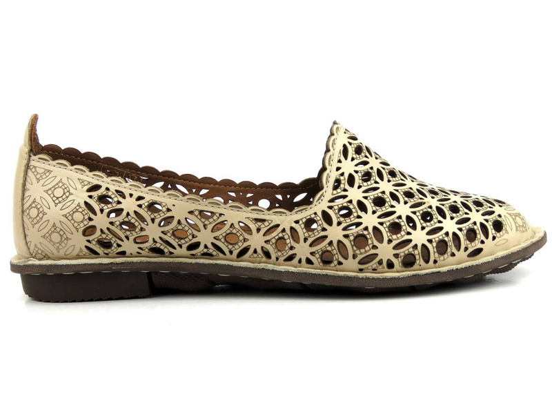 Ażurowe półbuty damskie - VENEZIA 0014101-1, beżowe