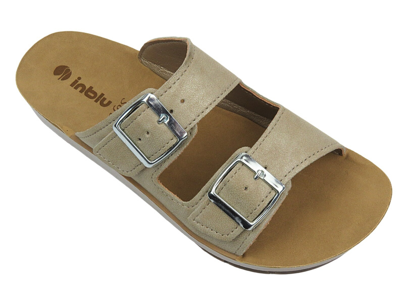 Klapki damskie z klamrami - INBLU PROCIDA, beżowe II GATUNEK