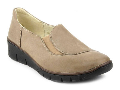 Skórzane półbuty damskie polskiego producenta Helios Komfort 335, beżowe
