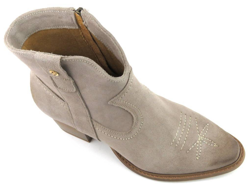 Wiosenne botki, kowbojki damskie zamszowe - MACIEJKA 05776-04, beżowe