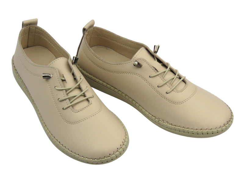 Skórzane półbuty damskie w sportowym stylu jasnoszare Nika Komfort H2023