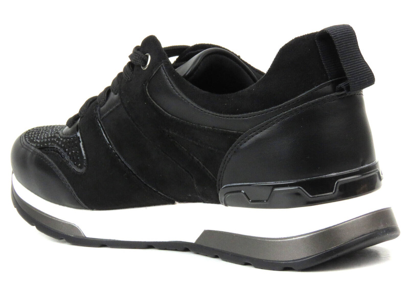 Sneakersy damskie ze skóry ekologicznej - INBLU IN-1303, czarne