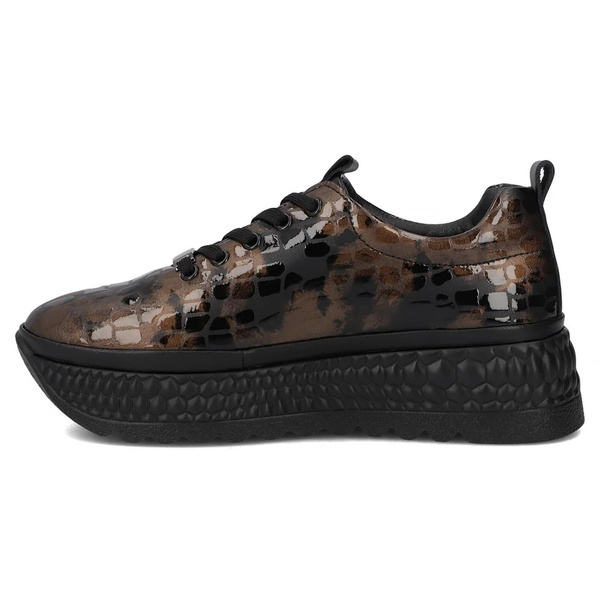 Skórzane półbuty damskie na platformie - Filippo DP7284/25, brązowe