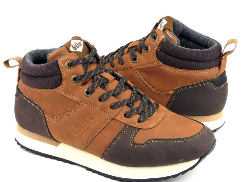 Buty męskie sportowe na zimę - LEE COOPER 22-31-1461M, brązowe