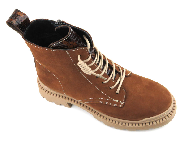 Trapery, botki damskie skórzane - Artiker 53C960, brązowe