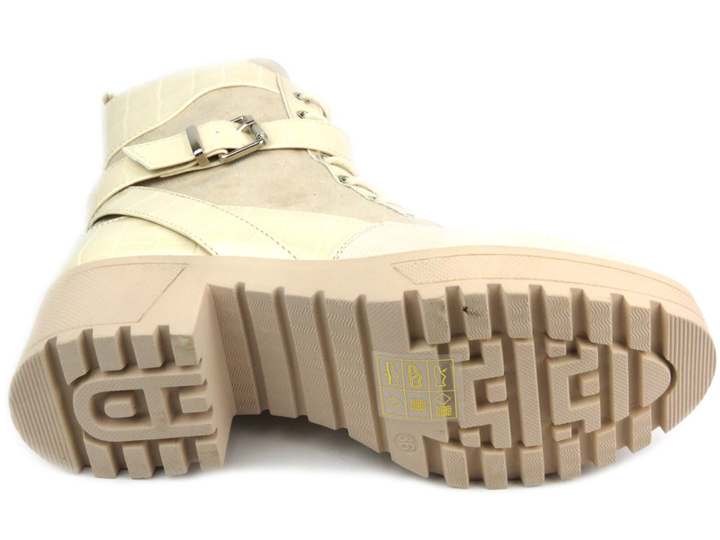 Ocieplane botki, trapery damskie - Potocki 22-11077, beżowe