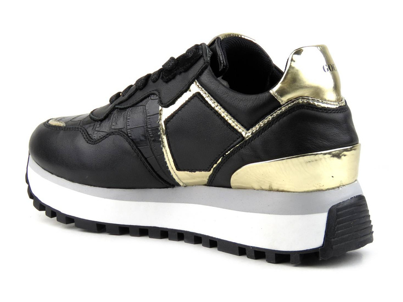 Sneakersy, buty sportowe damskie GOE A-204 czarne ze złotymi dodatkami