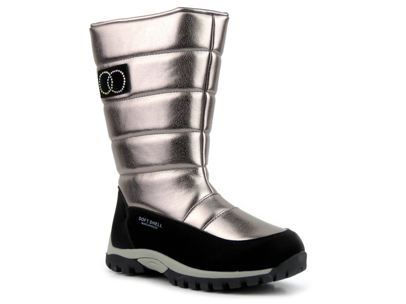 Śniegowce dziecięce z softshell i membraną - WOJTYŁKO 23038, złote
