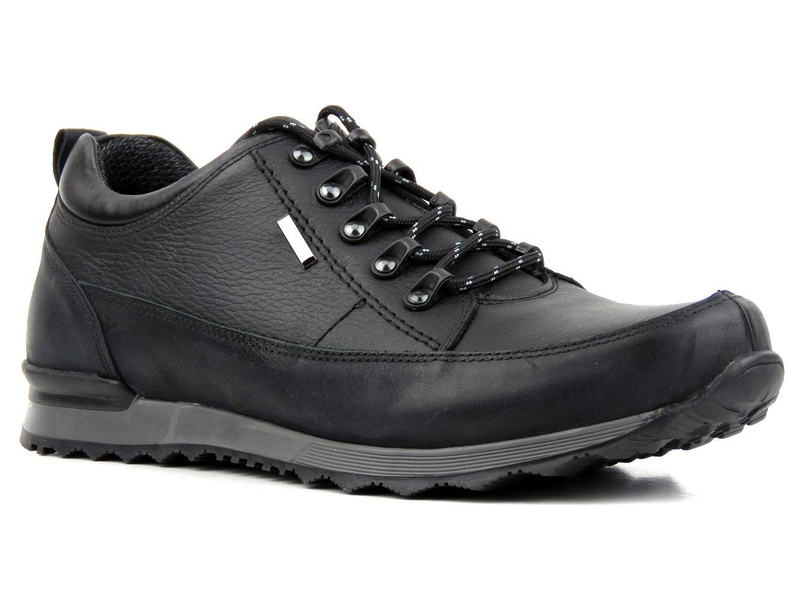 Skórzane trekkingi, buty sportowe męskie RIKO 855, czarne