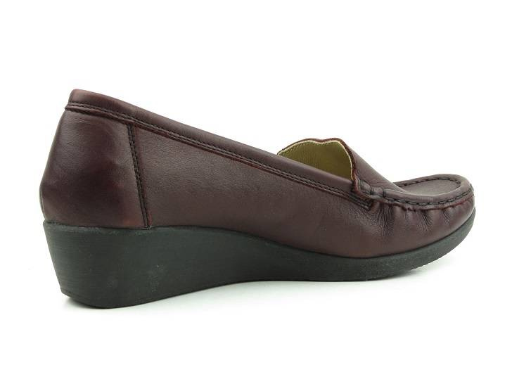 Mokasyny damskie na koturnie - Helios Komfort 4020, ciemnowiśniowe