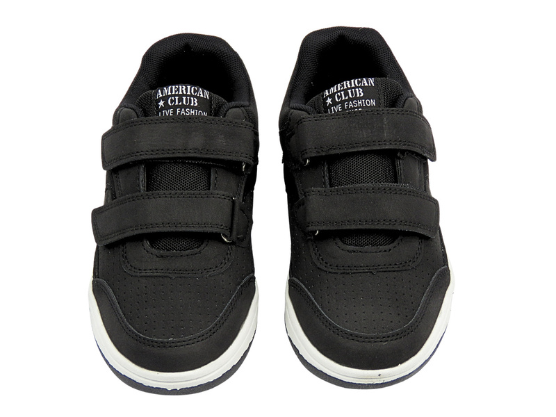 Buty dziecięce sportowe na rzepy czarne American Club PR 01/24