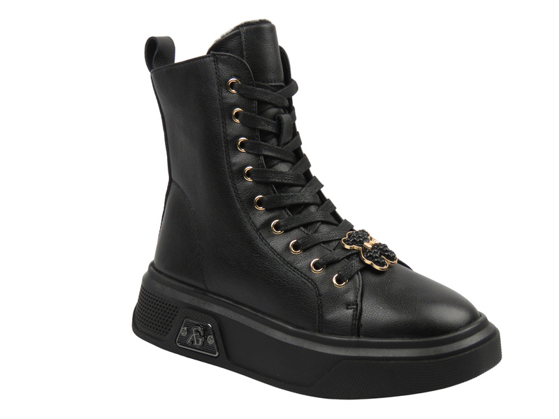 Eleganckie, ocieplane botki damskie Cambell 25-19349, czarne