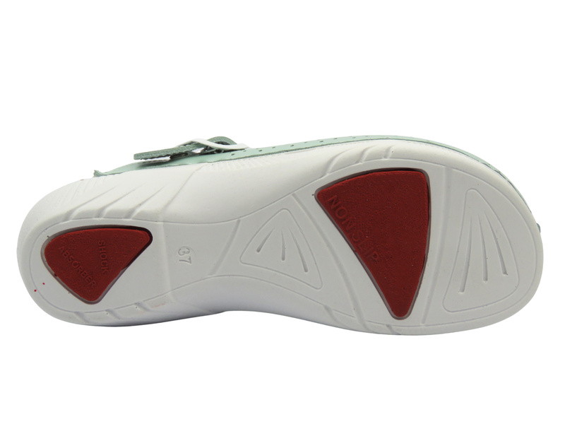 Skórzane klapki damskie zielone Leon 3300