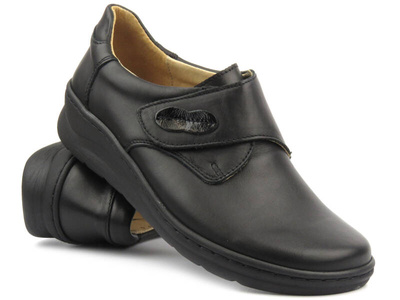 Półbuty damskie na rzep - Helios 418, czarne