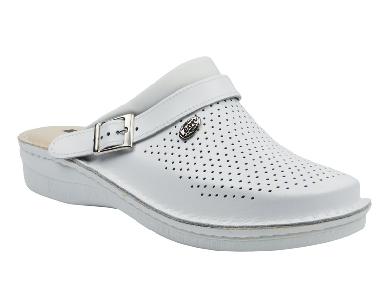 Skórzane Klapki Męskie Leon V202M białe