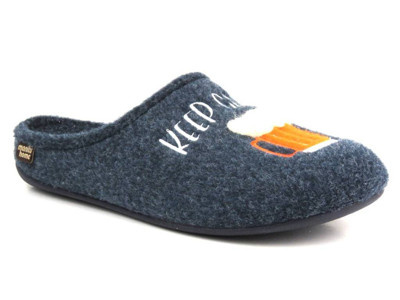 Filcowe kapcie męskie - MANITU 220022-05, granatowe