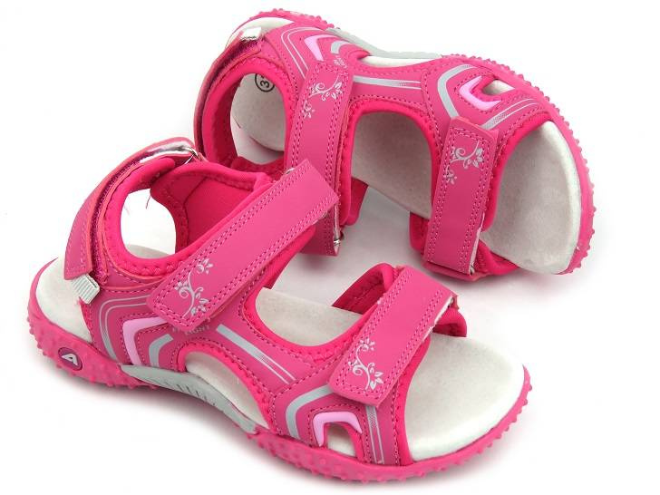 Sandały dziecięce ze skórzaną wkładką - AMERICAN CLUB HL 05/21, fuksjowe