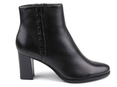 Skórzane botki damskie na słupku - Tamaris 25324, czarne
