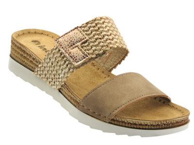 Klapki damskie z regulowanym paskiem jasnobrązowe Inblu OF-33