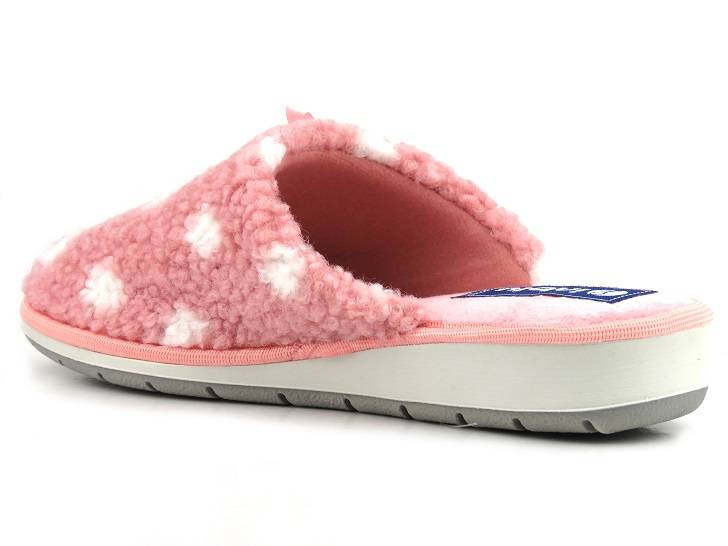 Miękkie kapcie, bambosze damskie w groszki - INBLU URSULA, różowe