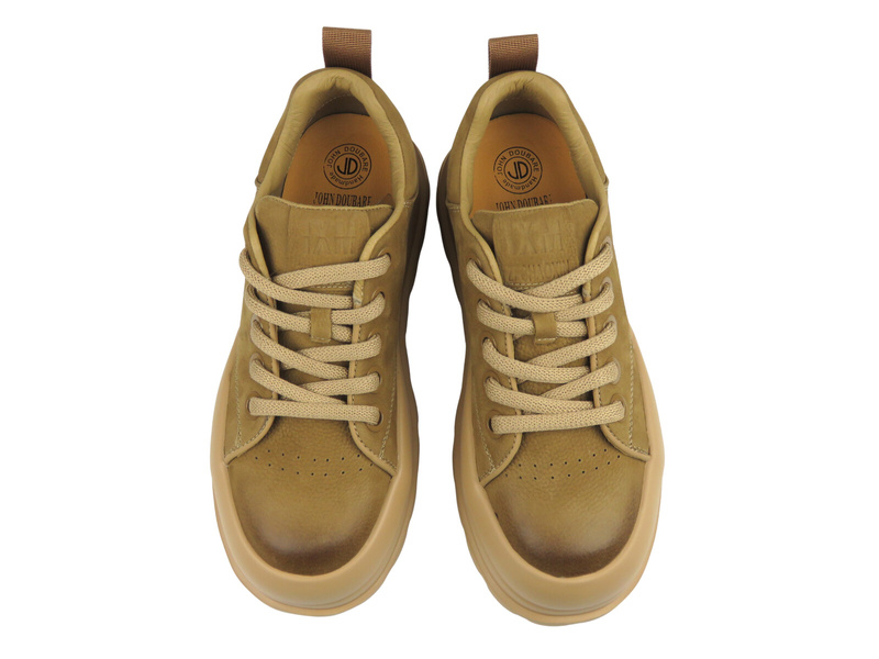 Męskie skórzane sneakersy John Doubare 86003, beżowe