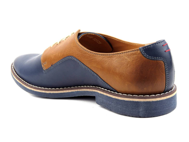 Lekkie, wygodne półbuty męskie - SYRENA 02448, granatowo-brązowe