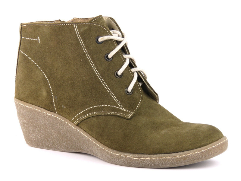 Skórzane botki damskie na koturnie - HELIOS Komfort 681